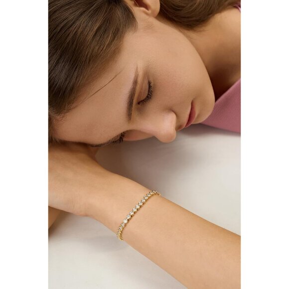 Baroness 3mm 14K Gold Filled Tennis Bracelet for Women with Cubic Zirconia, Styl - Picture 4 of 7